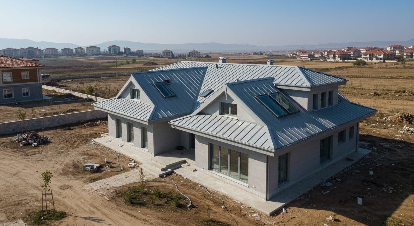 Gölbaşı villa çatısı kenet kaplama — Tulumtaş ve İncek bölgesinde alüminyum standing seam metal çatı